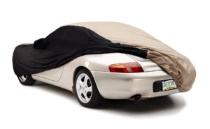 Utomhus biltäcke WeatherShield HP tvåfärgat 1999 Porsche 996 uppdraget baktill