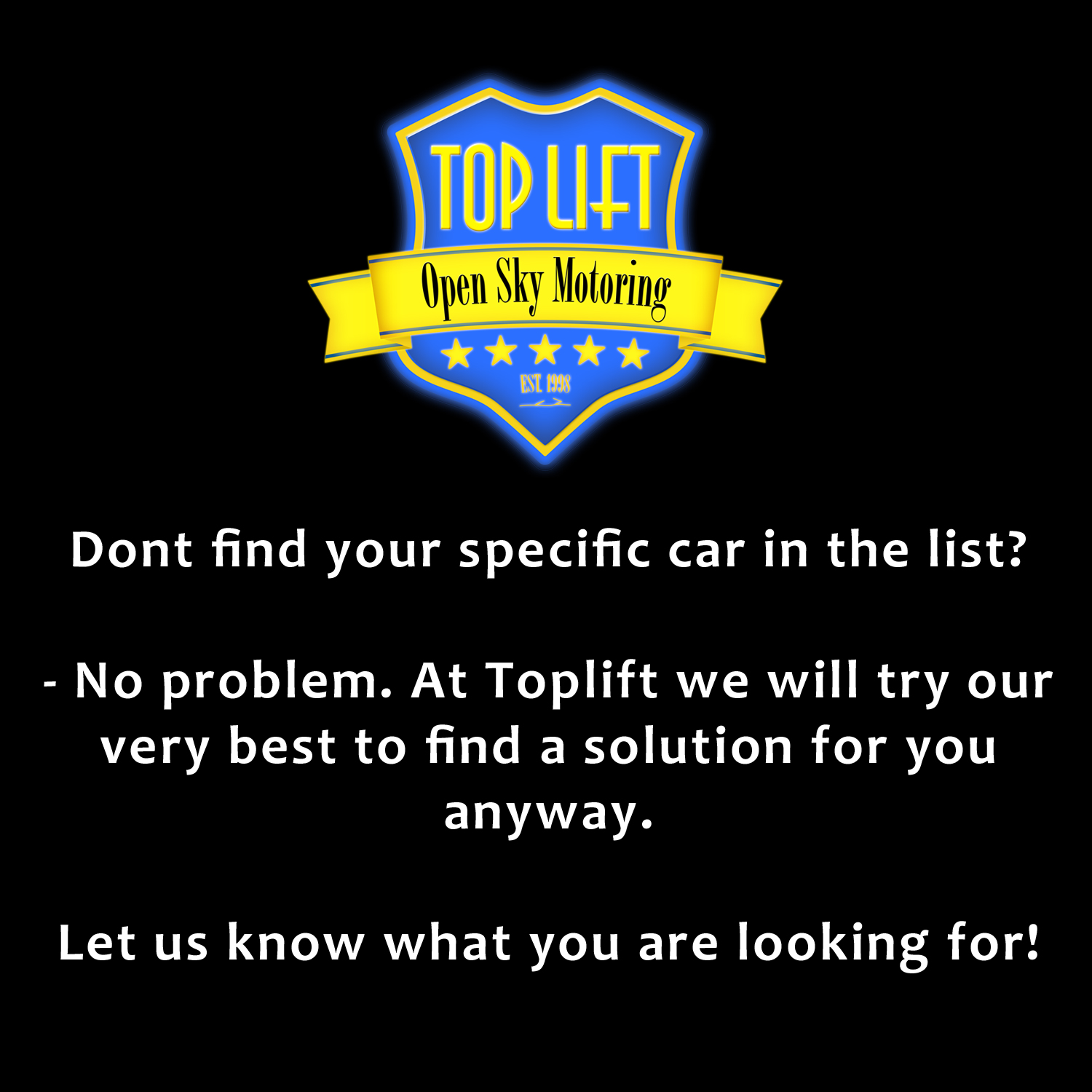 Hardtop Lyft till ALLA ANDRA märken